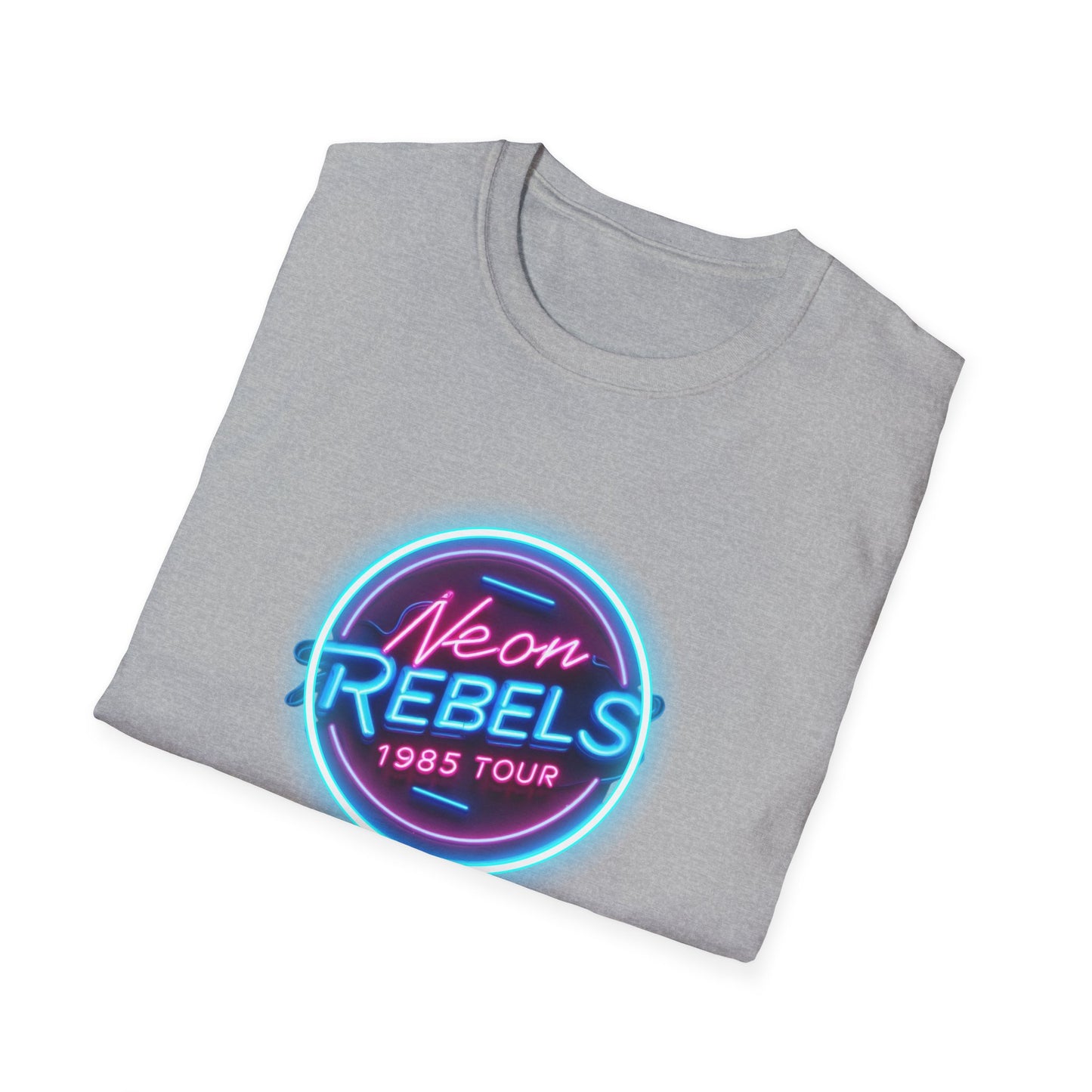 Neon Rebels 1985 Tour Unisex Softstyle T-Shirt - Retro Graphic Tee for Music Lovers