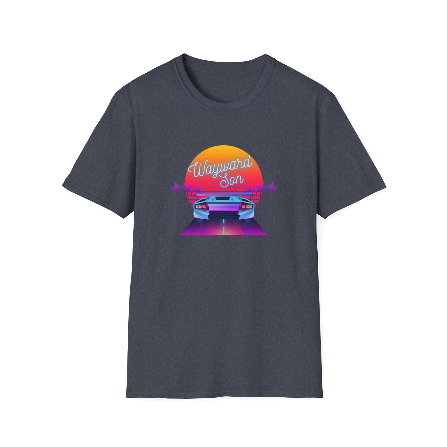 Retro Wayward Son Unisex Softstyle T-Shirt - Vibrant Beach Sunset Design