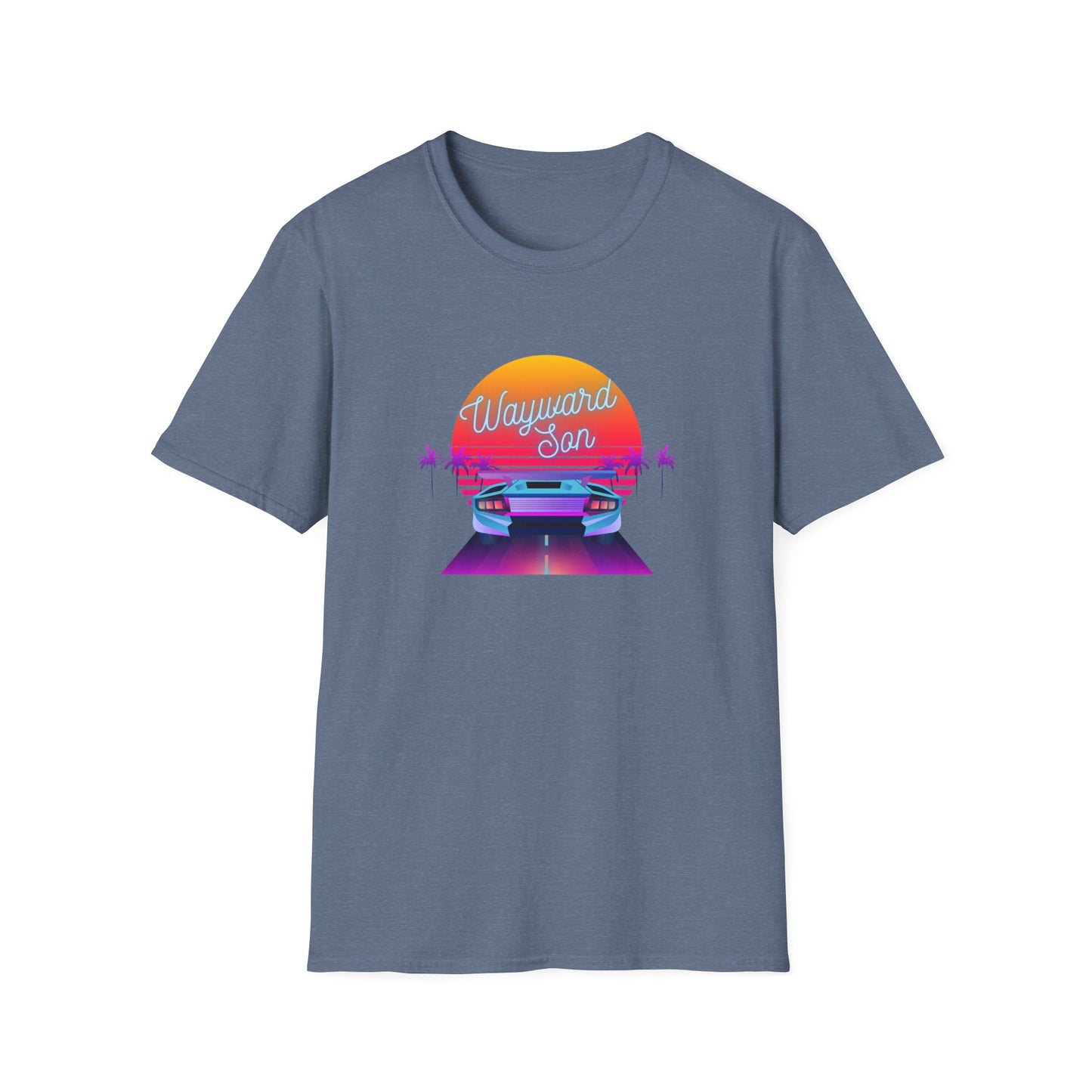 Retro Wayward Son Unisex Softstyle T-Shirt - Vibrant Beach Sunset Design