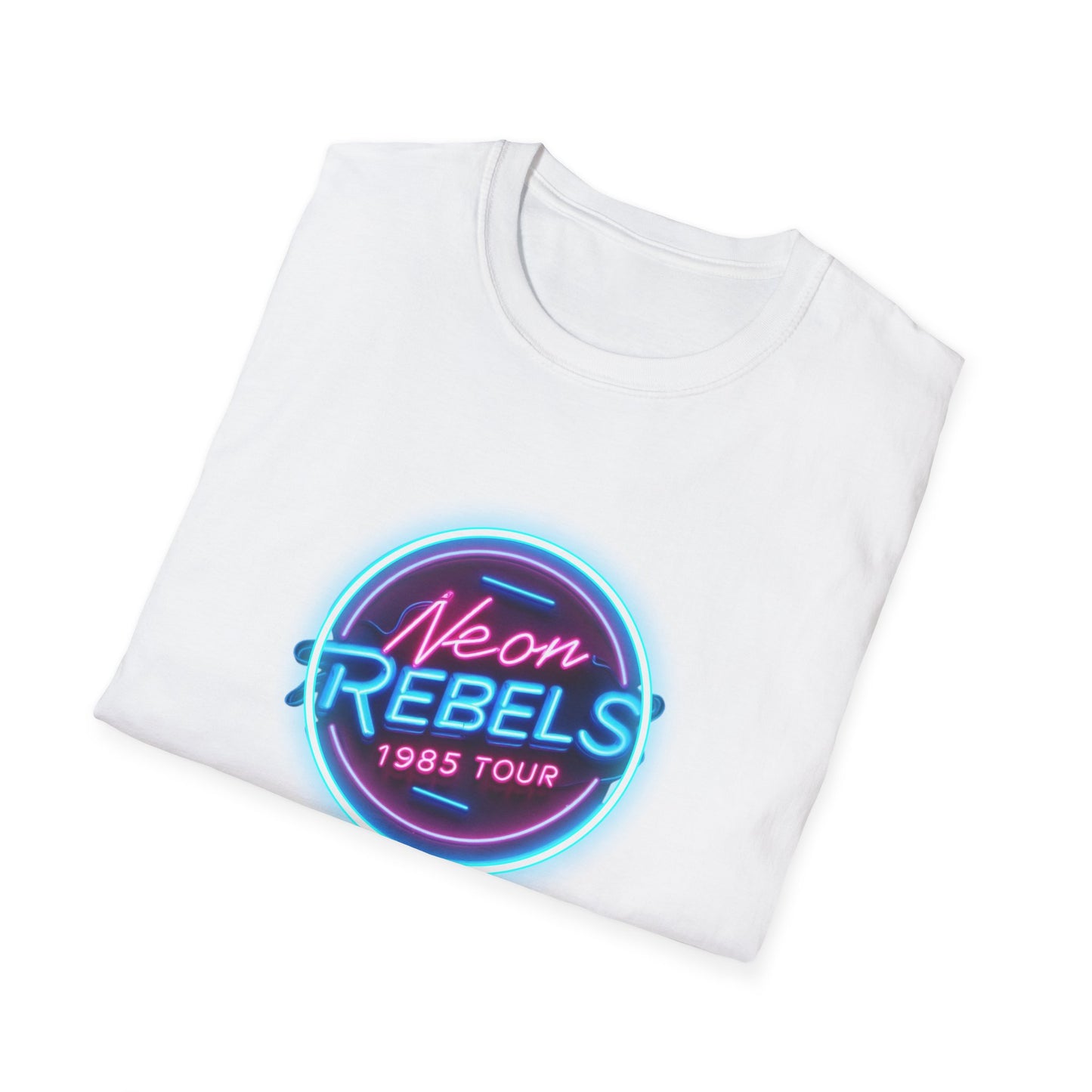 Neon Rebels 1985 Tour Unisex Softstyle T-Shirt - Retro Graphic Tee for Music Lovers