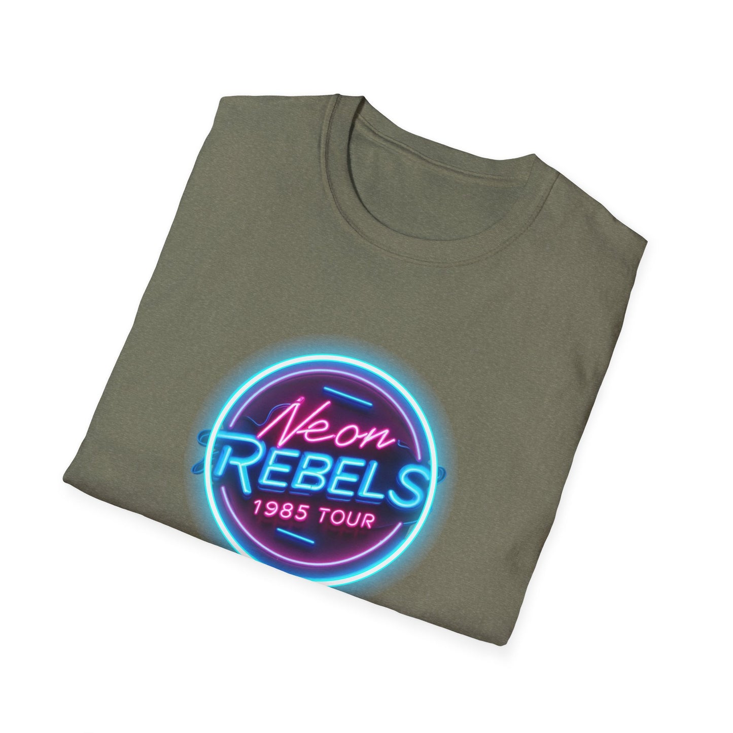 Neon Rebels 1985 Tour Unisex Softstyle T-Shirt - Retro Graphic Tee for Music Lovers