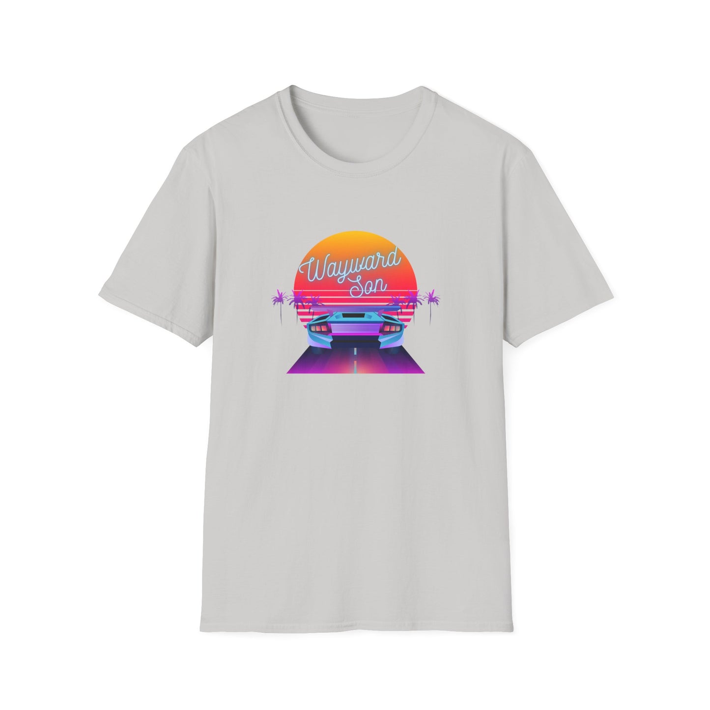 Retro Wayward Son Unisex Softstyle T-Shirt - Vibrant Beach Sunset Design