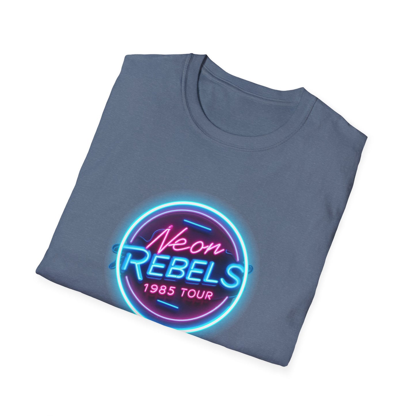 Neon Rebels 1985 Tour Unisex Softstyle T-Shirt - Retro Graphic Tee for Music Lovers