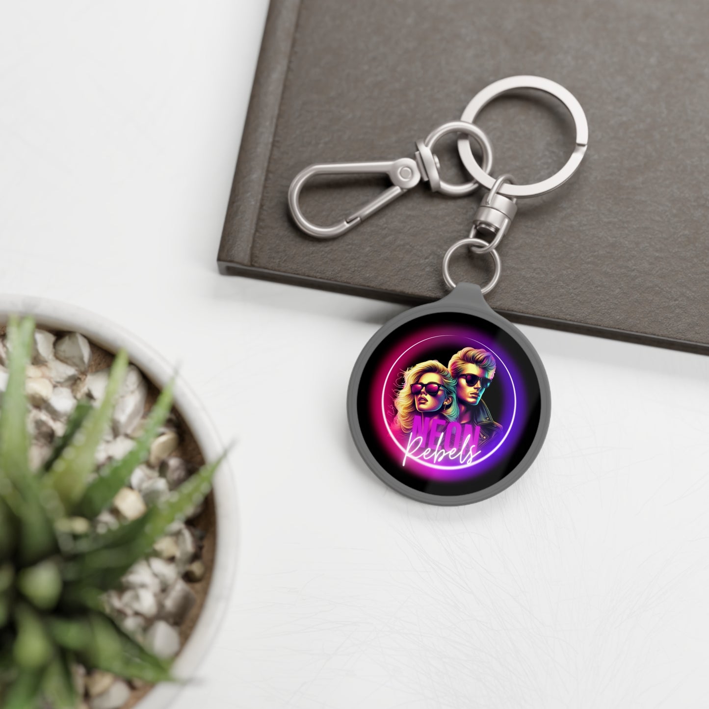 Retro Neon Rebels Keyring Tag - Stylish Accessory for Music Lovers