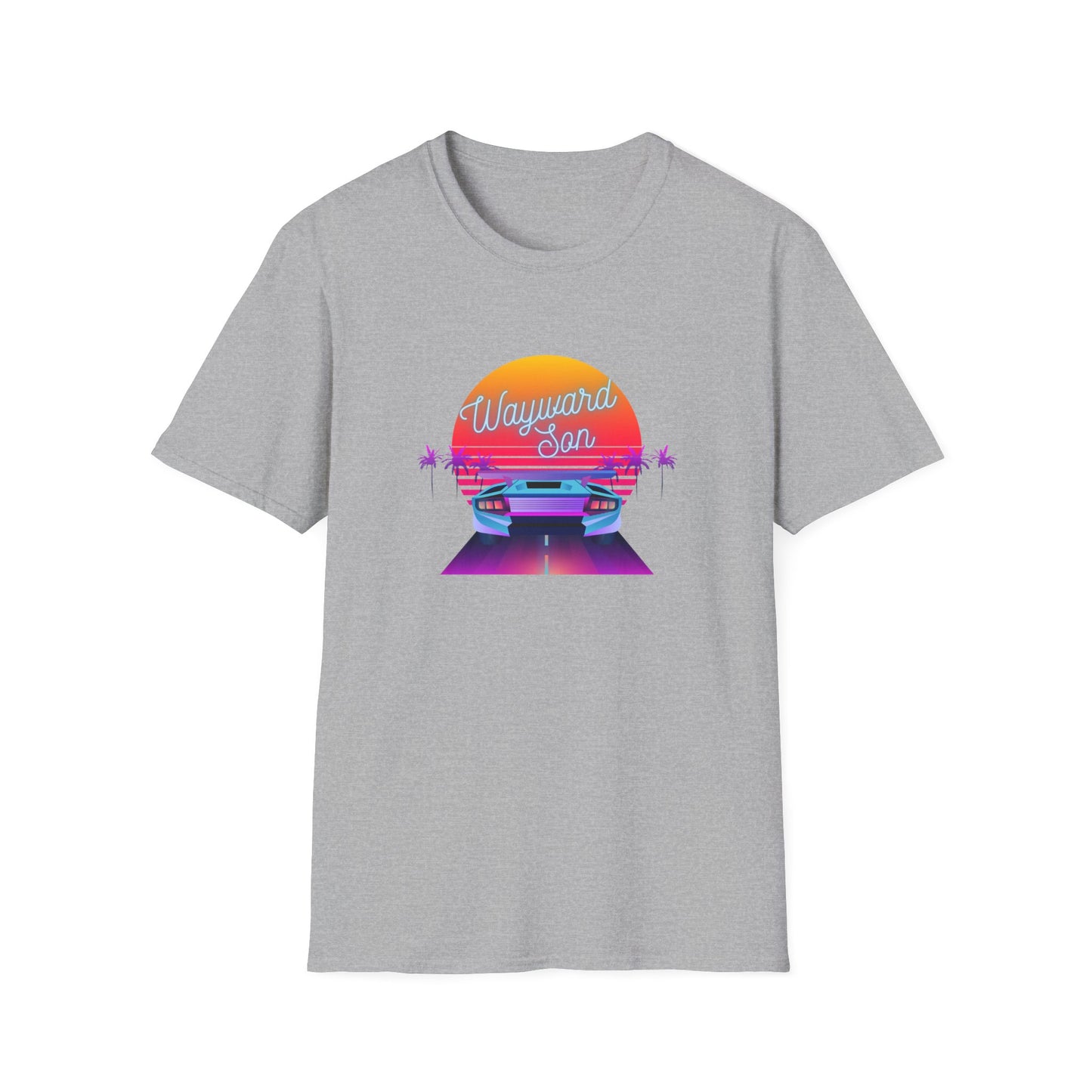 Retro Wayward Son Unisex Softstyle T-Shirt - Vibrant Beach Sunset Design