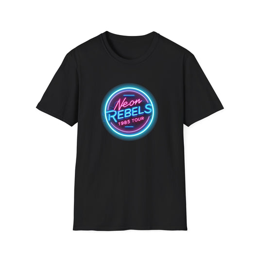 Neon Rebels 1985 Tour Unisex Softstyle T-Shirt - Retro Graphic Tee for Music Lovers