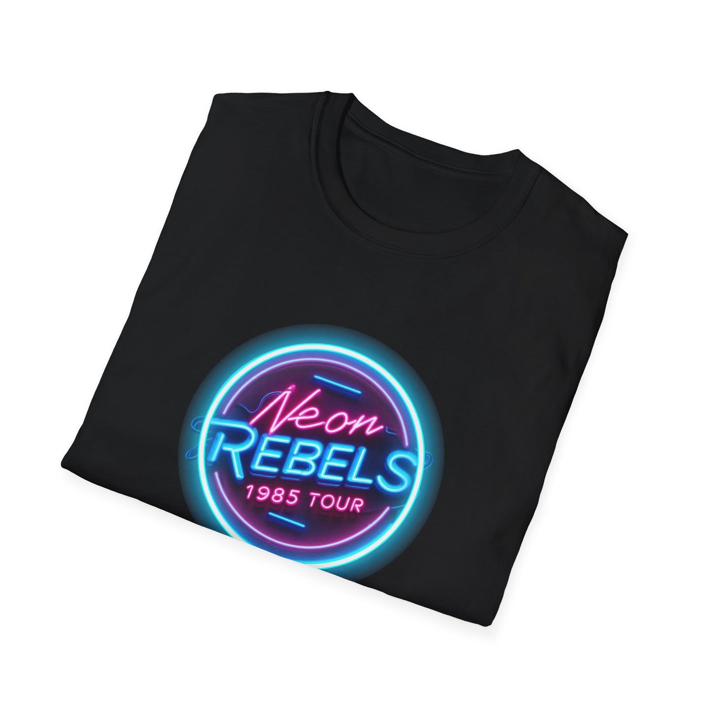 Neon Rebels 1985 Tour Unisex Softstyle T-Shirt - Retro Graphic Tee for Music Lovers