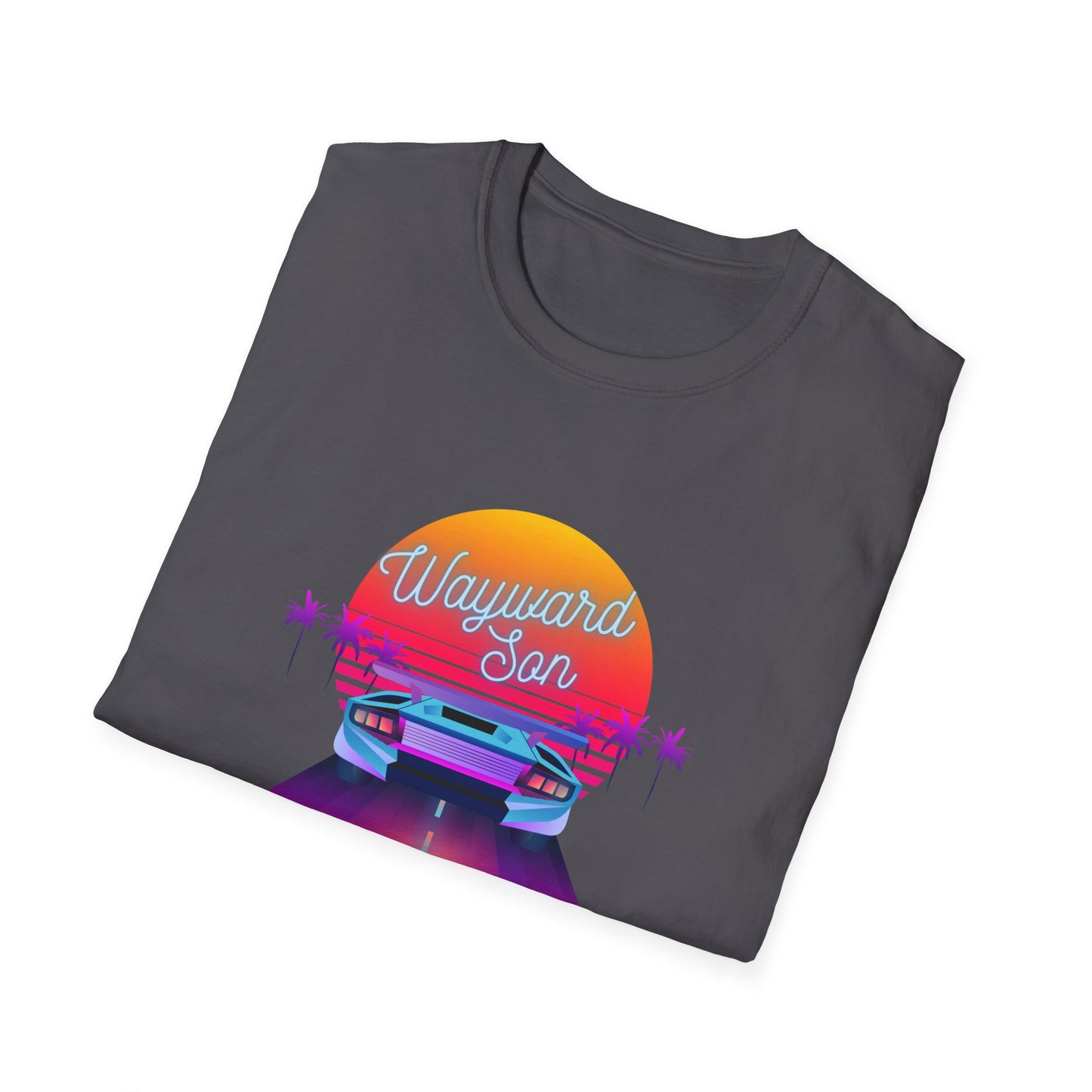 Retro Wayward Son Unisex Softstyle T-Shirt - Vibrant Beach Sunset Design