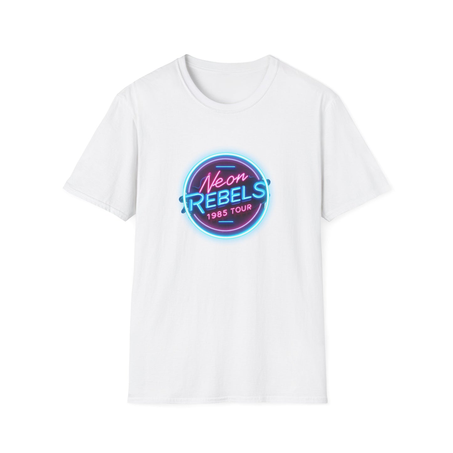 Neon Rebels 1985 Tour Unisex Softstyle T-Shirt - Retro Graphic Tee for Music Lovers