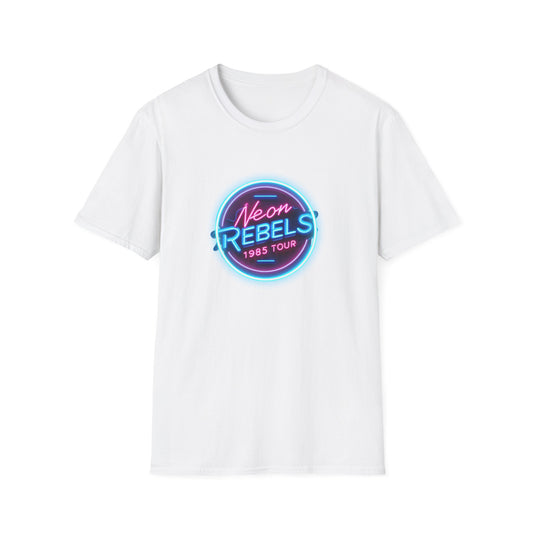 Neon Rebels 1985 Tour Unisex Softstyle T-Shirt - Retro Graphic Tee for Music Lovers