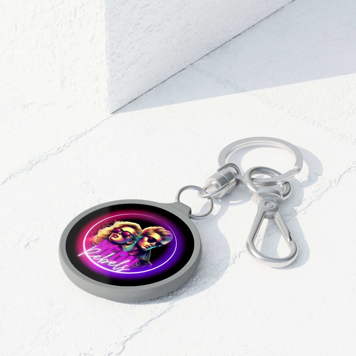 Retro Neon Rebels Keyring Tag - Stylish Accessory for Music Lovers