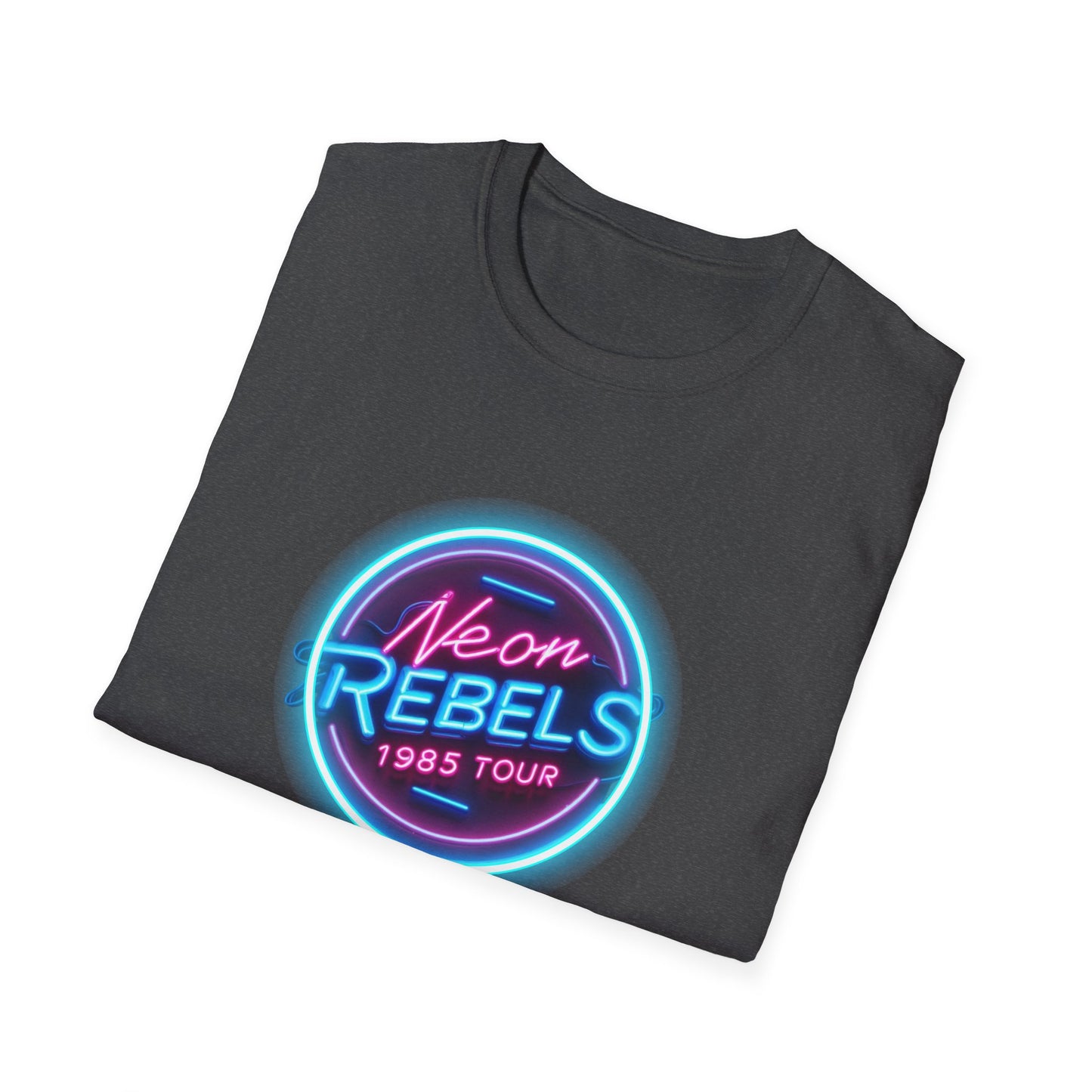 Neon Rebels 1985 Tour Unisex Softstyle T-Shirt - Retro Graphic Tee for Music Lovers