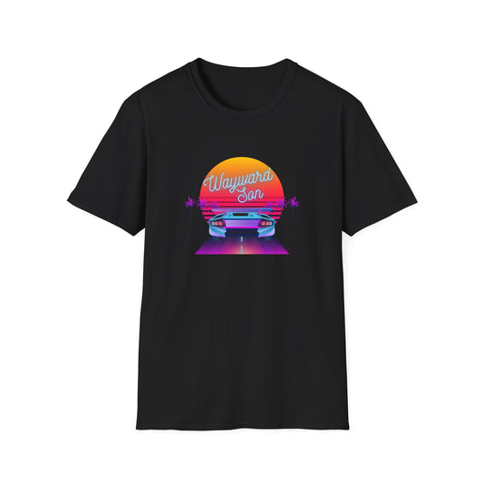 Retro Wayward Son Unisex Softstyle T-Shirt - Vibrant Beach Sunset Design